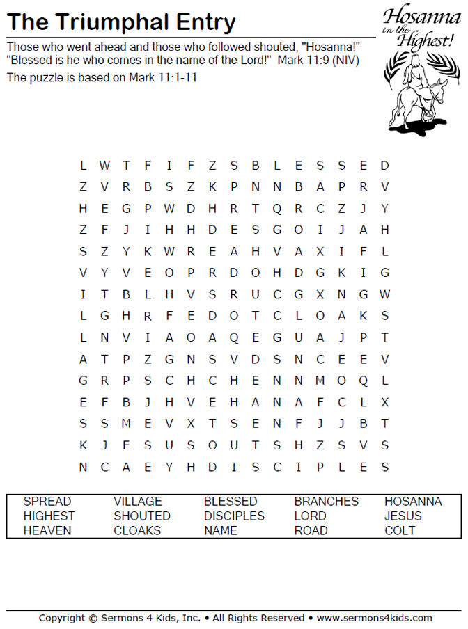 Palm Sunday Word Search Sermons4Kids