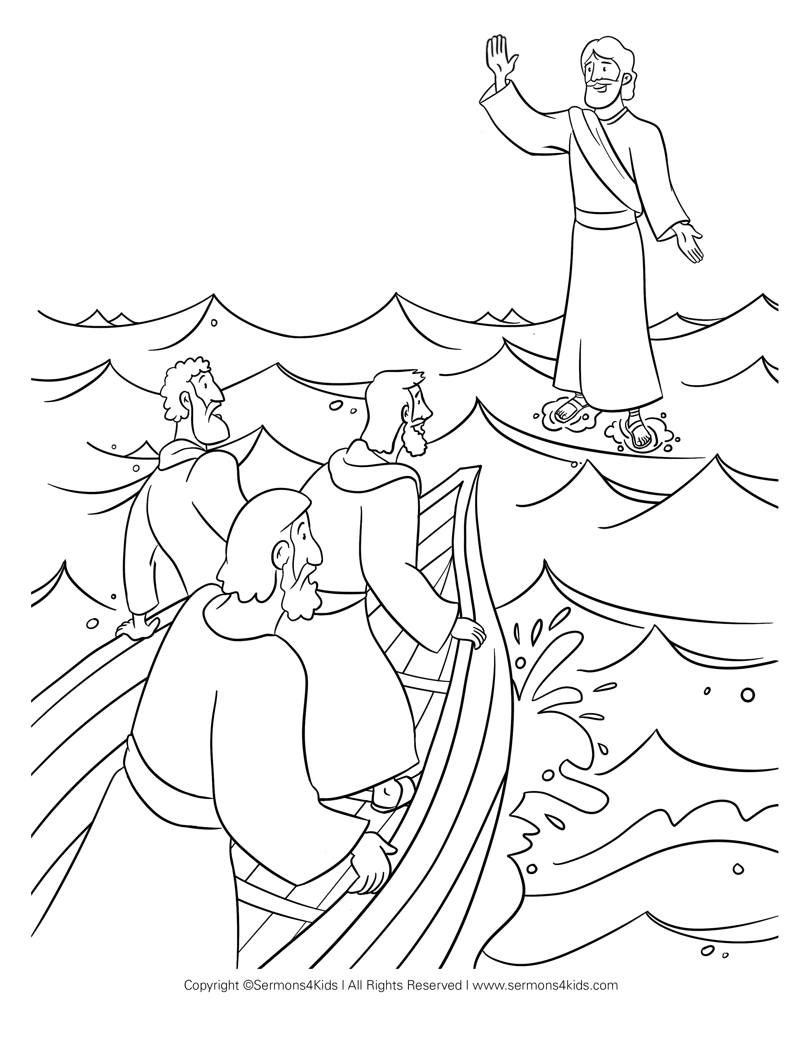 Jesus Walks On Water Coloring