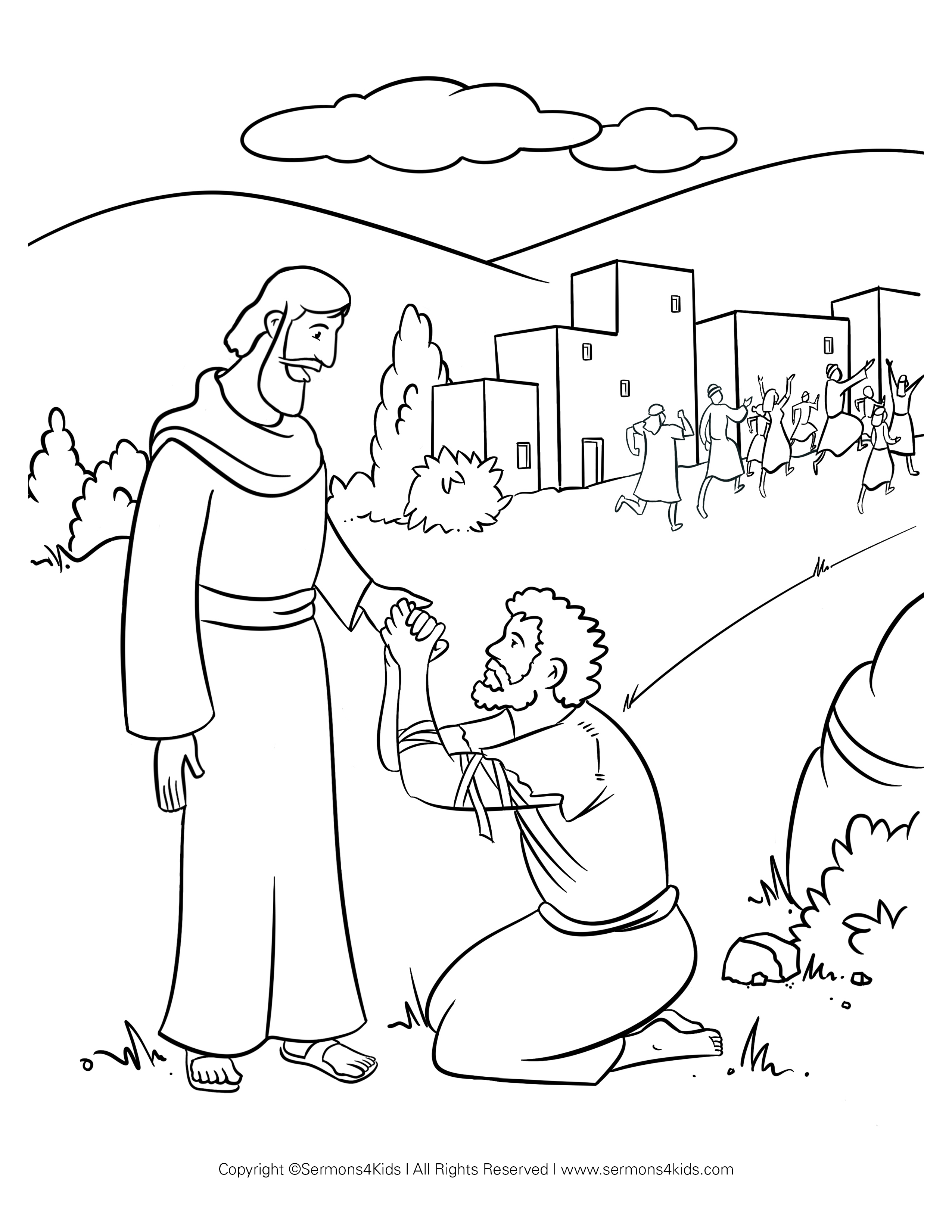 Jesús Cura A Diez Leprosos Coloring Page Sermons4kids