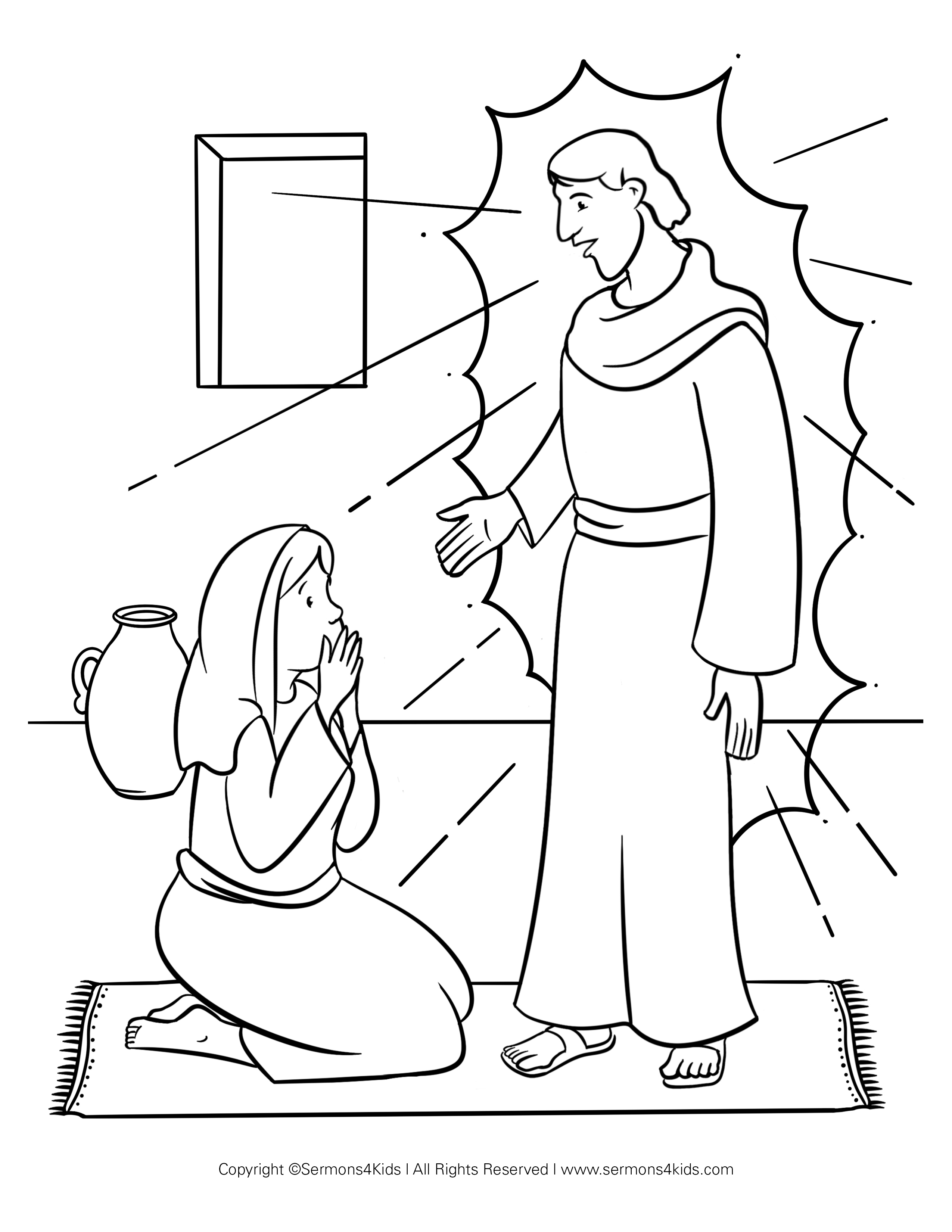 Ángel y María #1 Coloring Page | Sermons4Kids