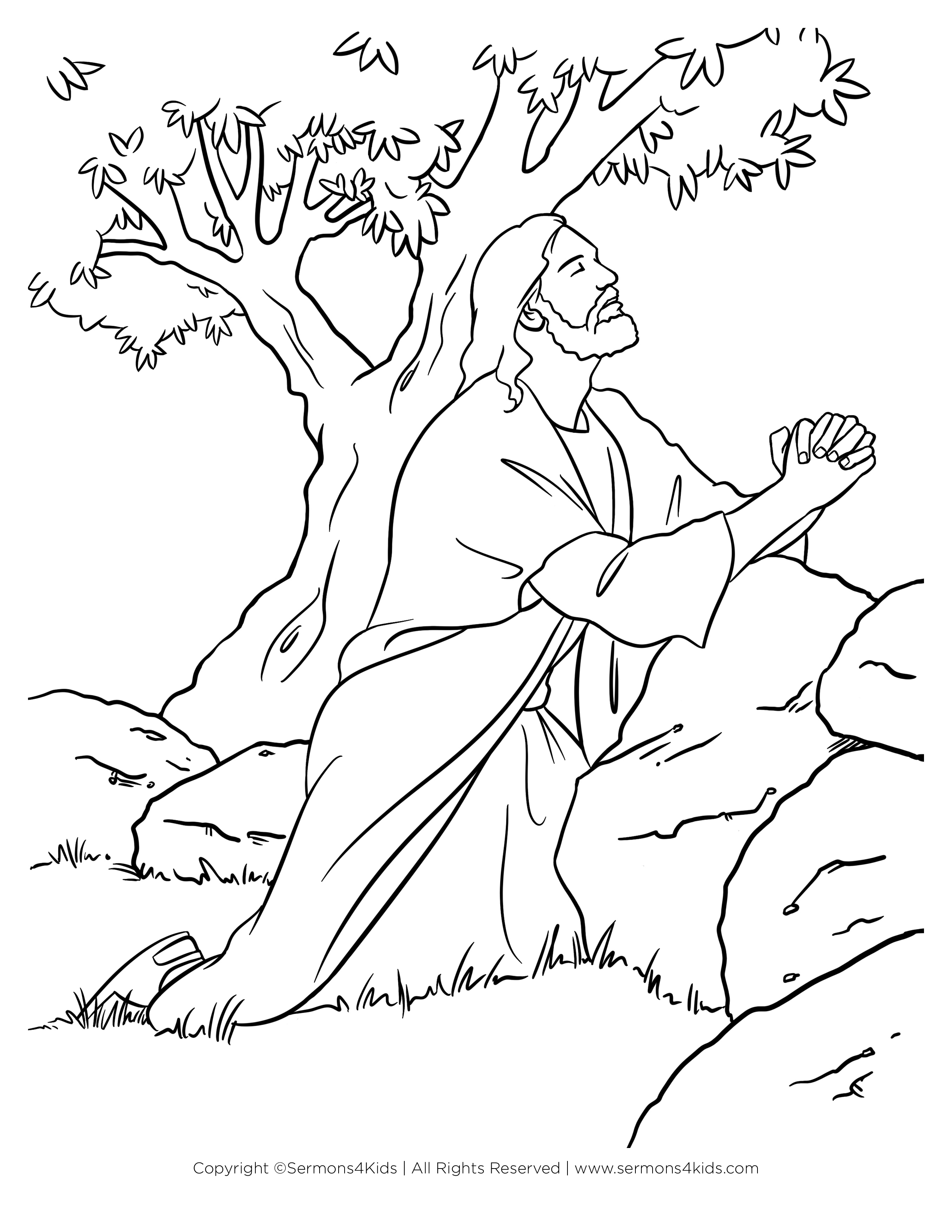 Jesus Prays for His Disciples | Children's Coloring Page from Sermons4...