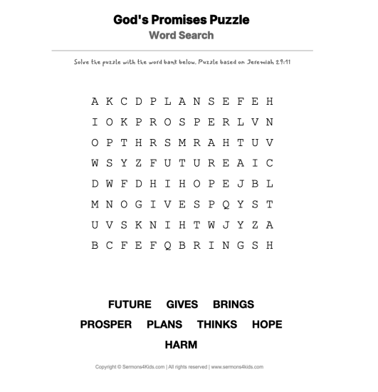 Does God Have a Purpose for Me word-search