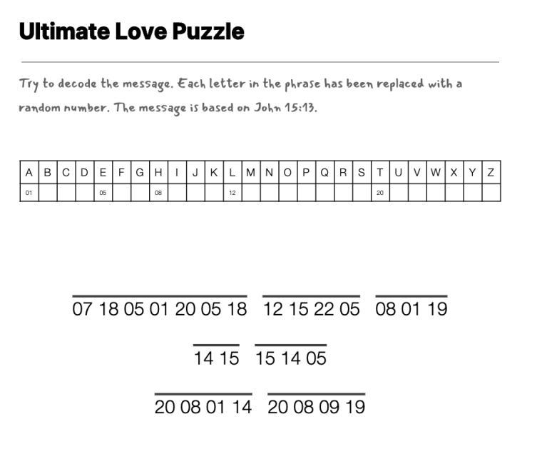 My Best Friend cryptogram | Children's Sermons from Sermons4Kids.com