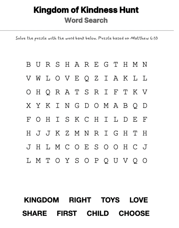 Keys to Happiness word-search