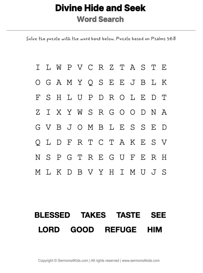 Taste and See word-search