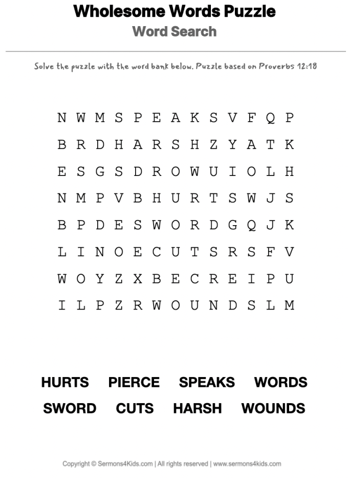 Watch What You Say word-search