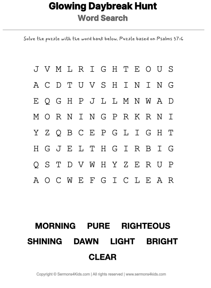 Shine Like New word-search