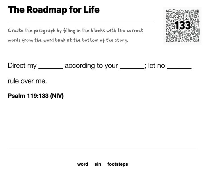 The Roadmap for Life fill-in-the-blank