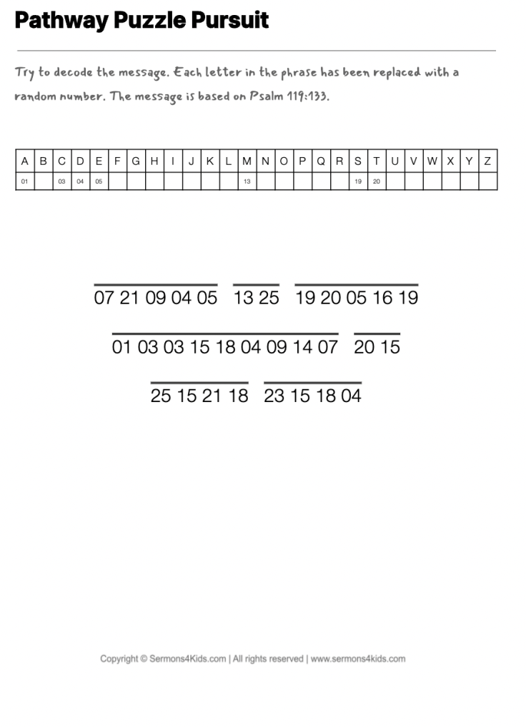 The Roadmap for Life cryptogram