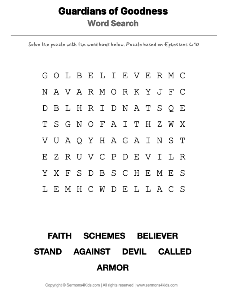 Junk Food Christians word-search