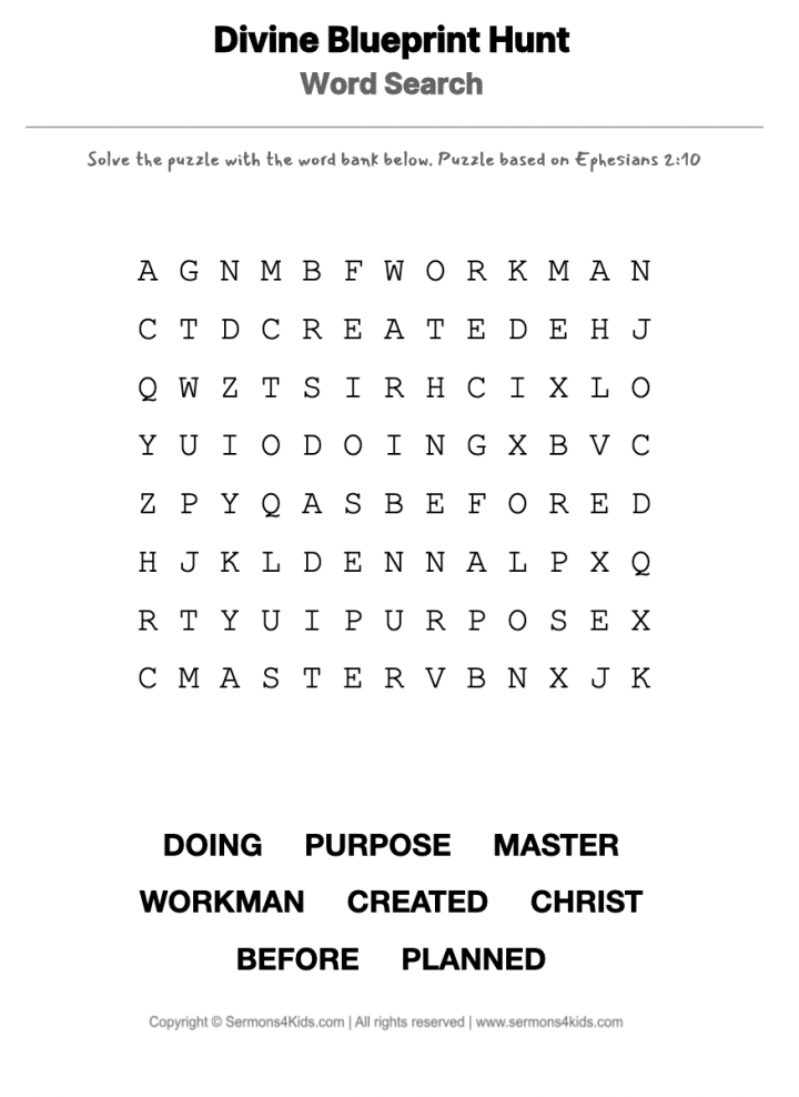 God Created Us word-search