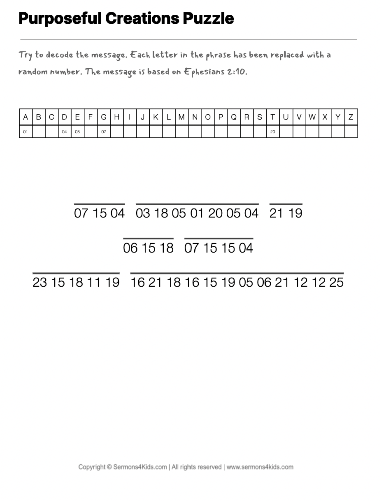 God Created Us cryptogram