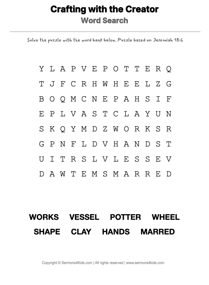 Shaped by God word-search