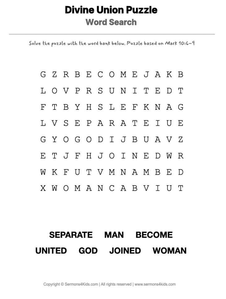 What God Has Joined word-search