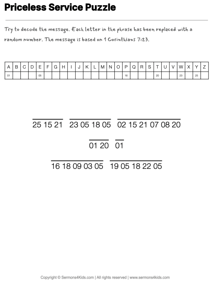 What Are You Worth? cryptogram