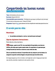 Compartiendo las buenas nuevas - Lección para preescolar