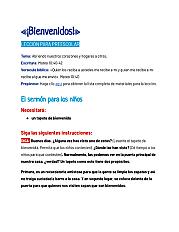 «¡Bienvenidos!» - Lección para preescolar