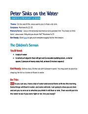 Peter Sinks on the Water - Lower Elementary