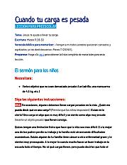 Cuando tu carga es pesada - Lección para preescolar