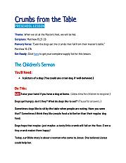 Crumbs from the Table - Preschool