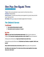One Plus One Equals Three - Preschool