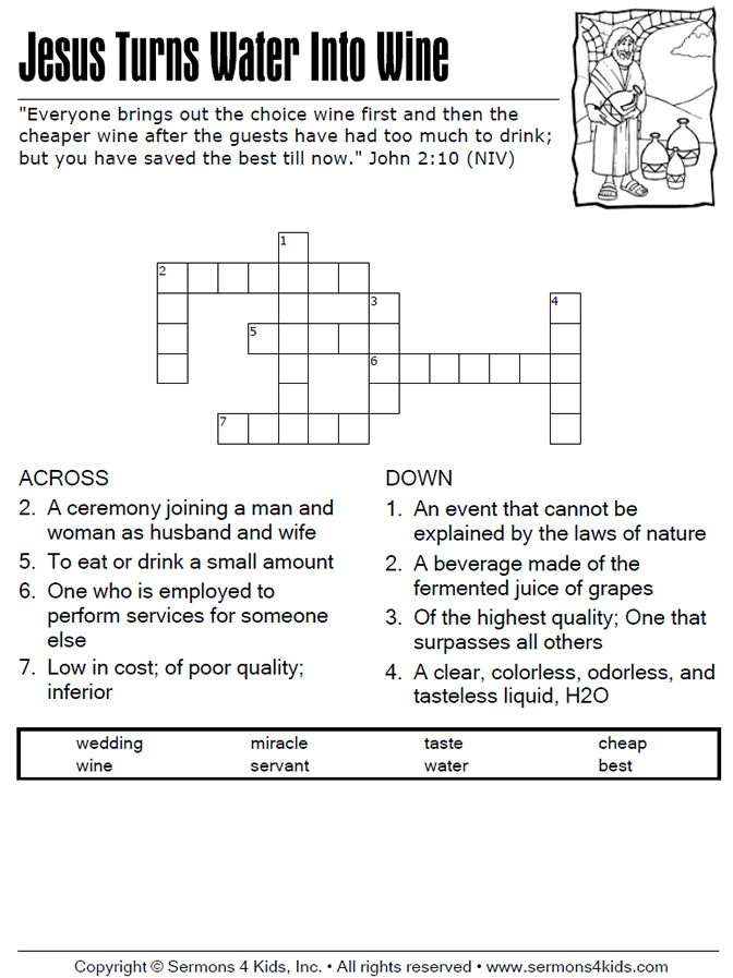 jesus-turns-water-to-wine-crossword-sermons4kids