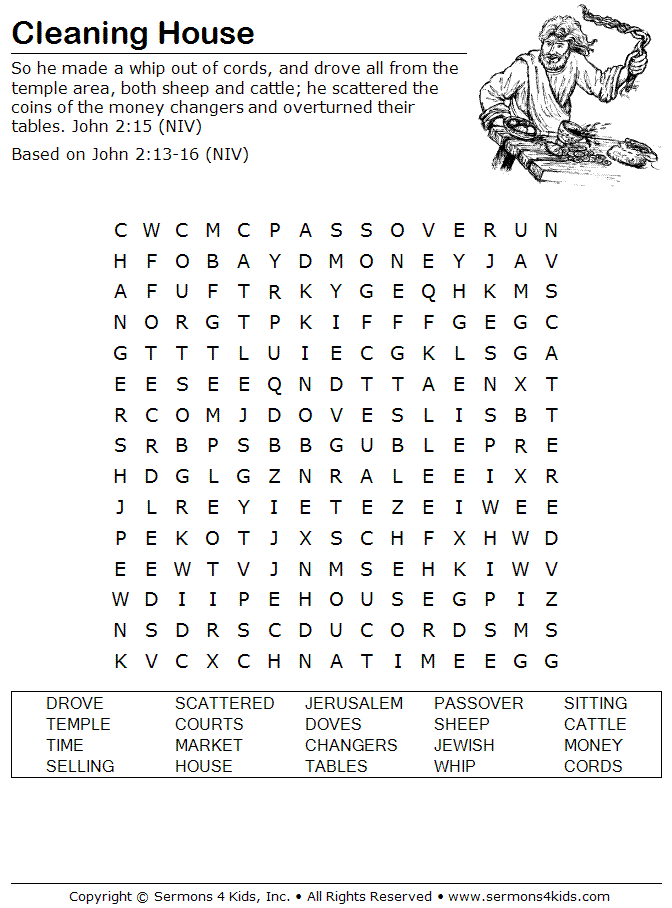 Download Cleaning House Word Search | Sermons4Kids