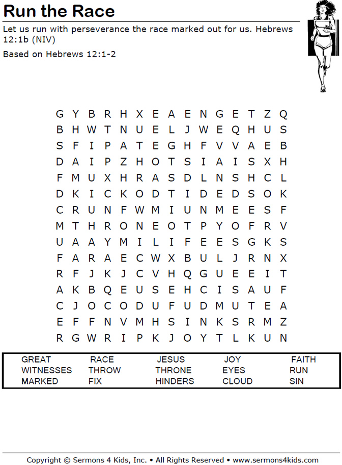 Run The Race Word Search Sermons4Kids