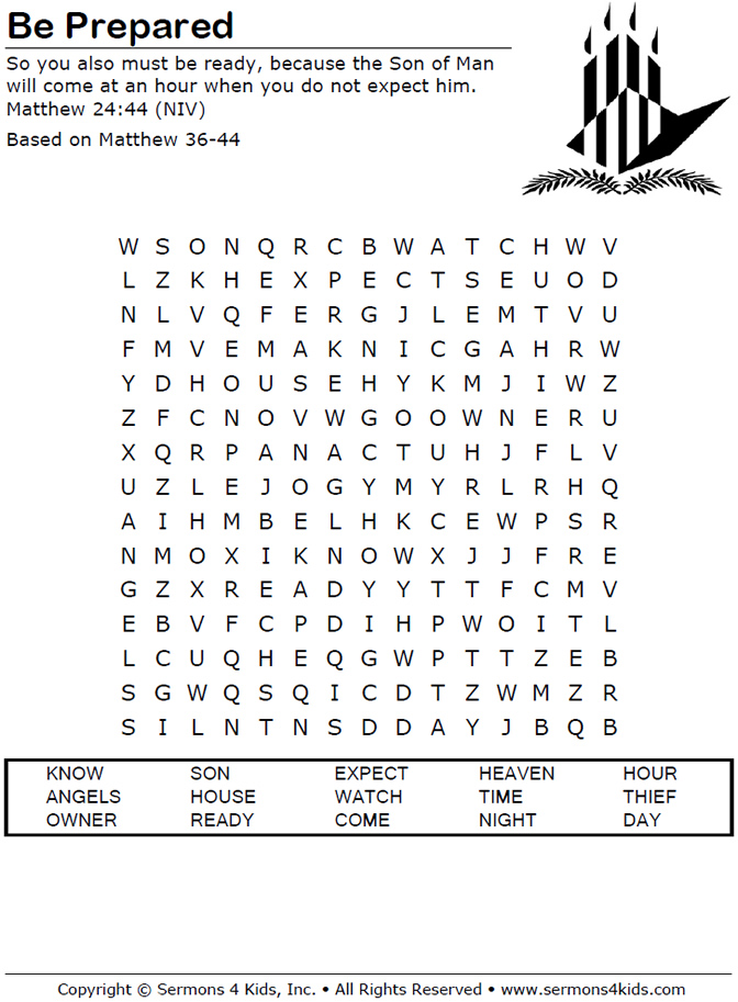 Be Prepared Word Search Sermons4Kids