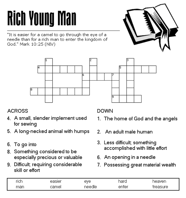 El joven rico Crossword Sermons4Kids