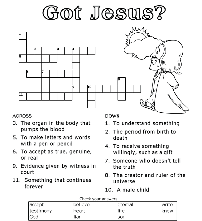 Tienes A Jesus Crossword Sermons4kids