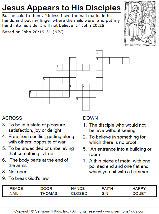 Doubting Thomas Crossword Sermons4Kids