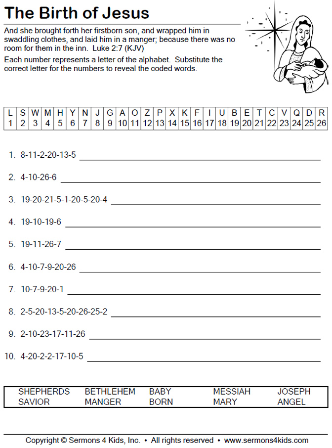 Birth Of Jesus Worksheets