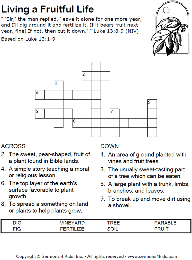 Fruit Tree Crossword Fruit Trees