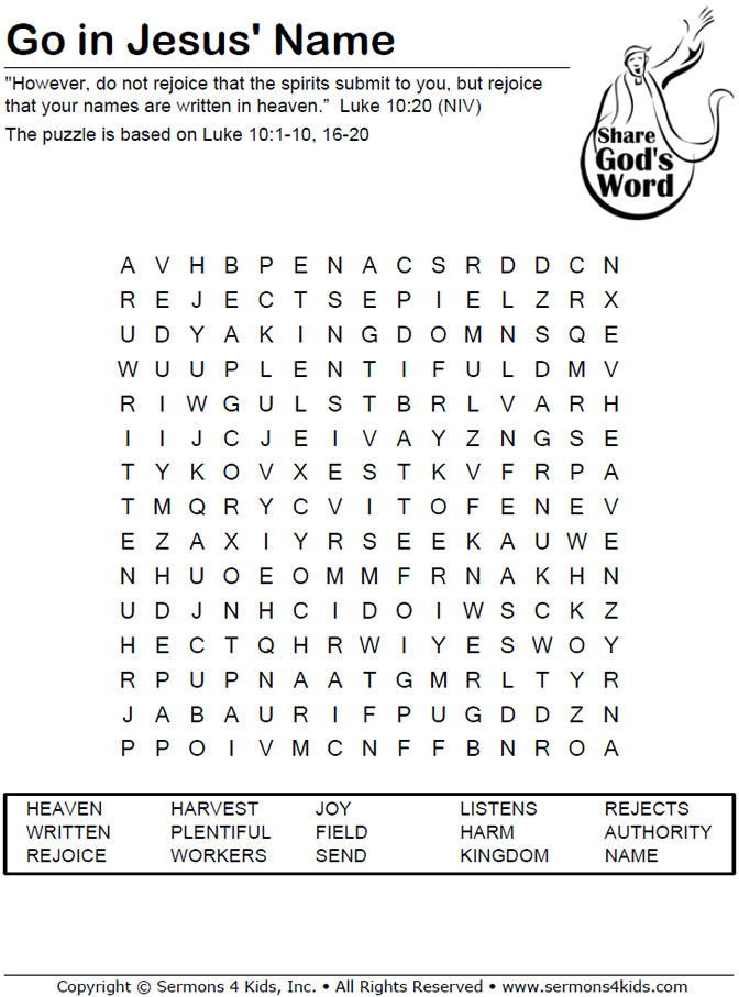 Go In Jesus Name Word Search Sermons4Kids