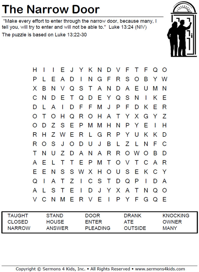 Narrow Door Word Search Sermons4Kids